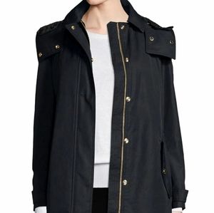 Authentic Burberry Harlington Zip-Front Large Hooded Parka Jacket (Black)